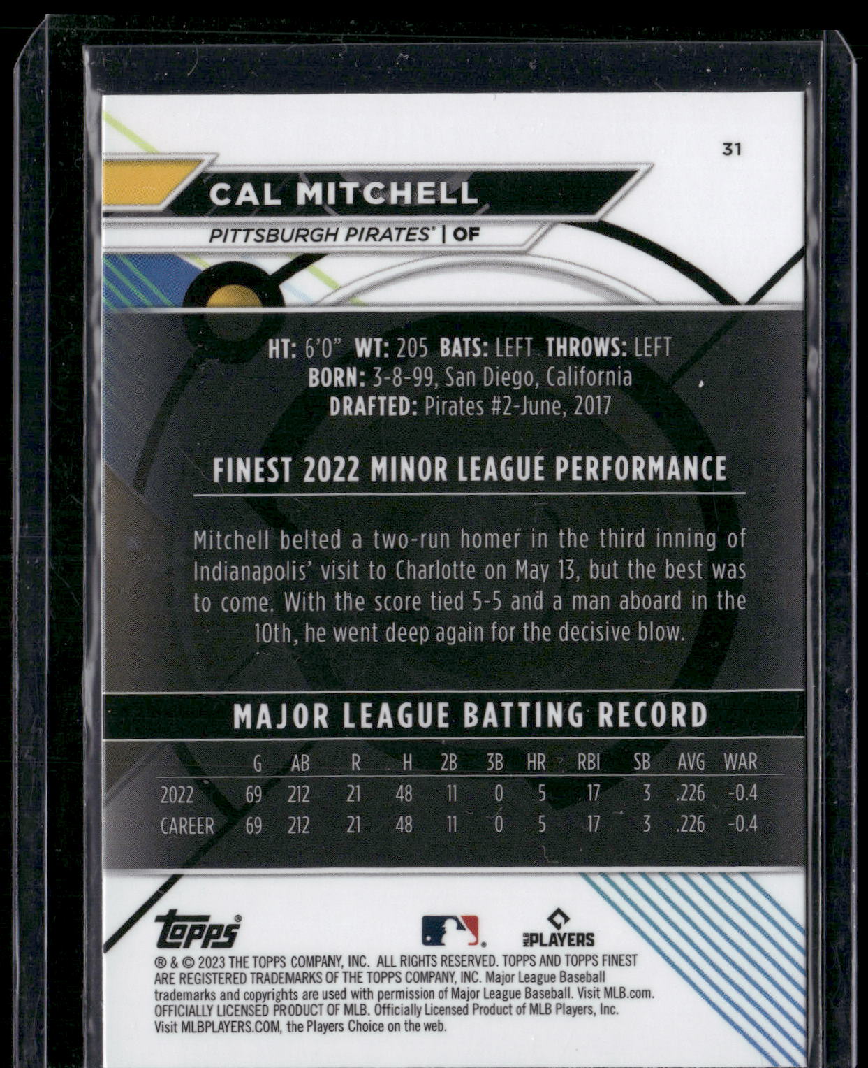 2023 Finest #31 Cal Mitchell