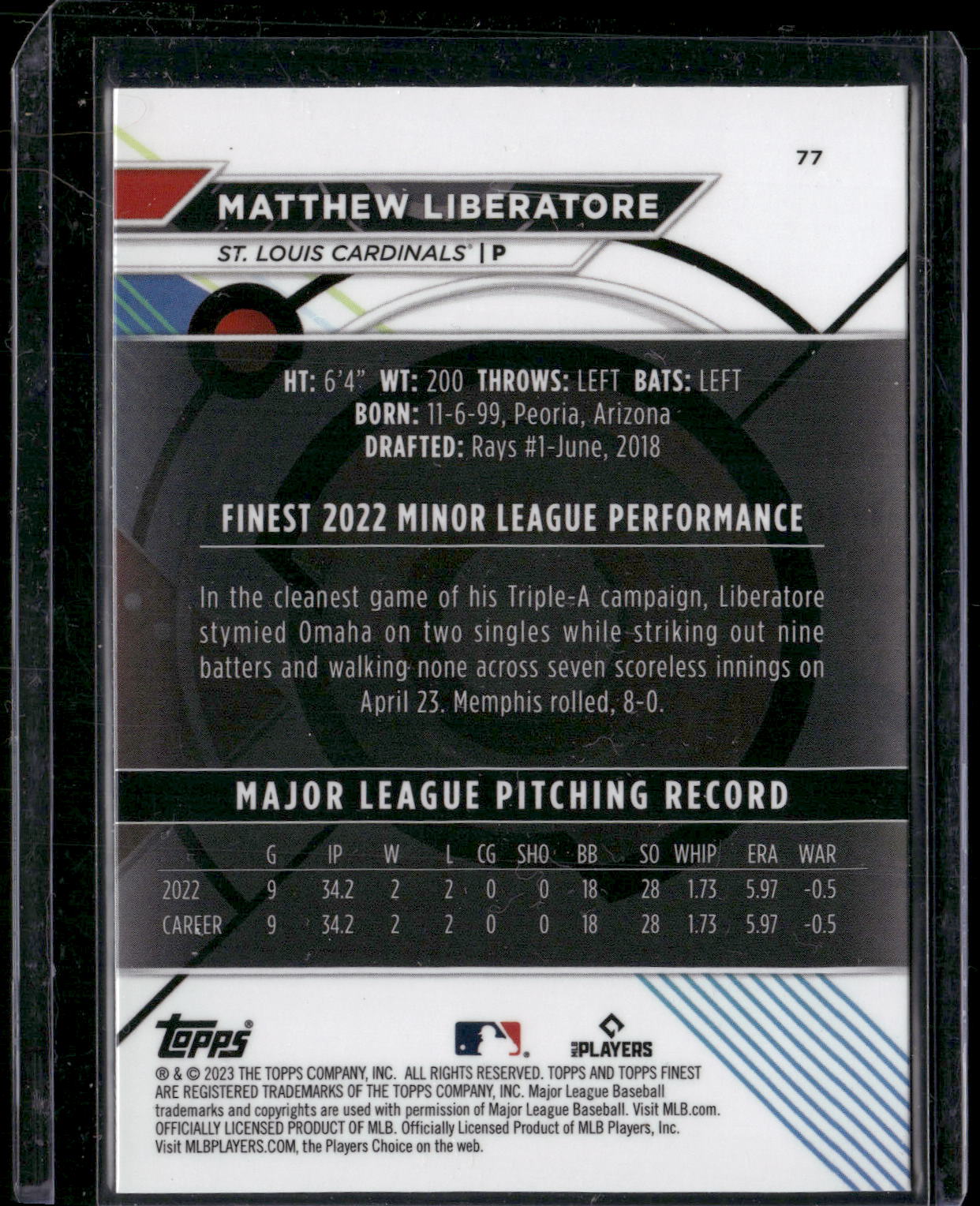 2023 Finest #77 Matthew Liberatore