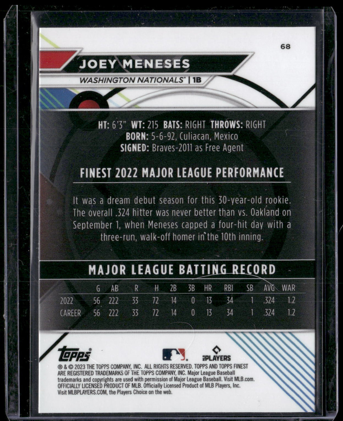 2023 Finest #68 Joey Meneses