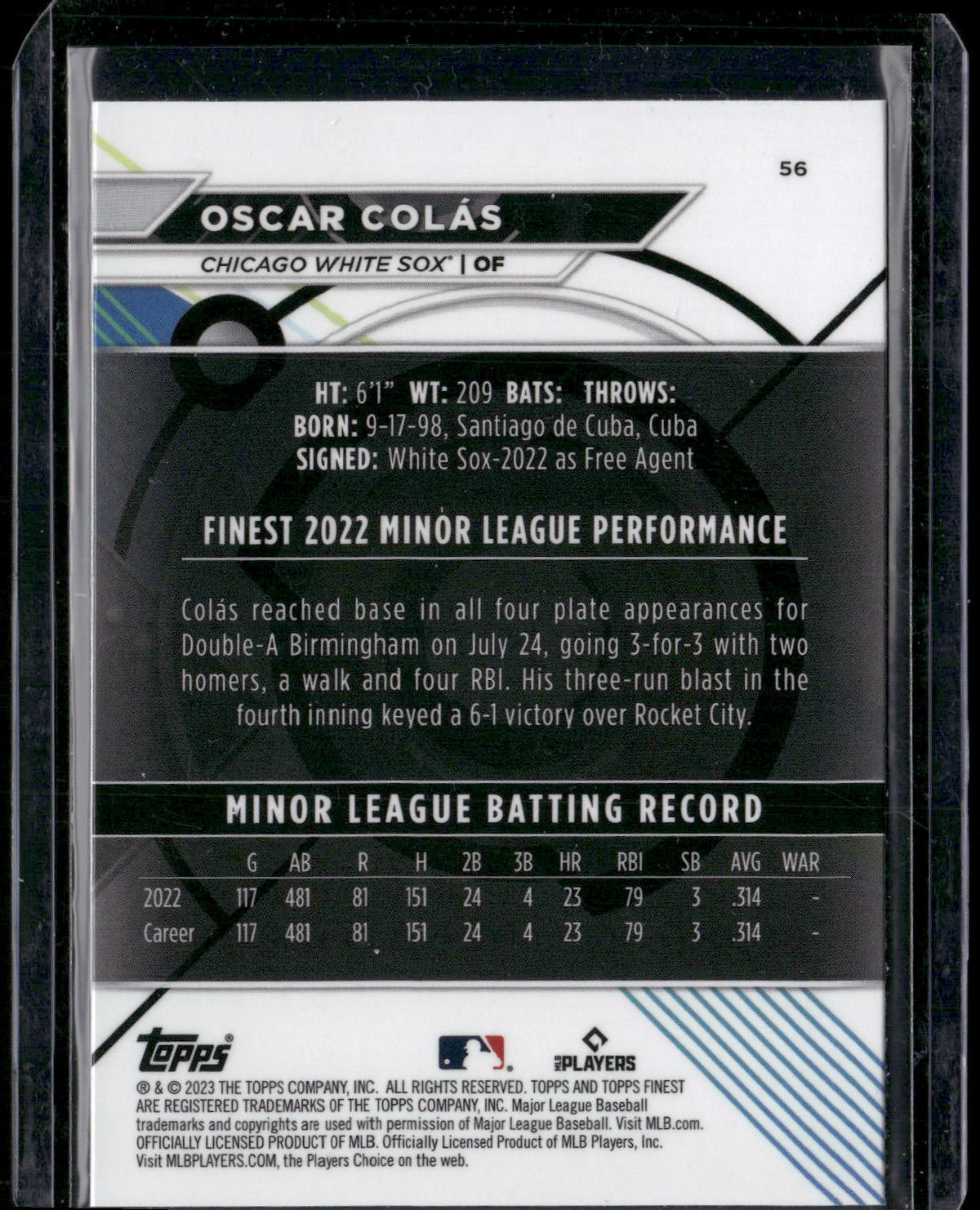 2023 Finest #56 Oscar Colás