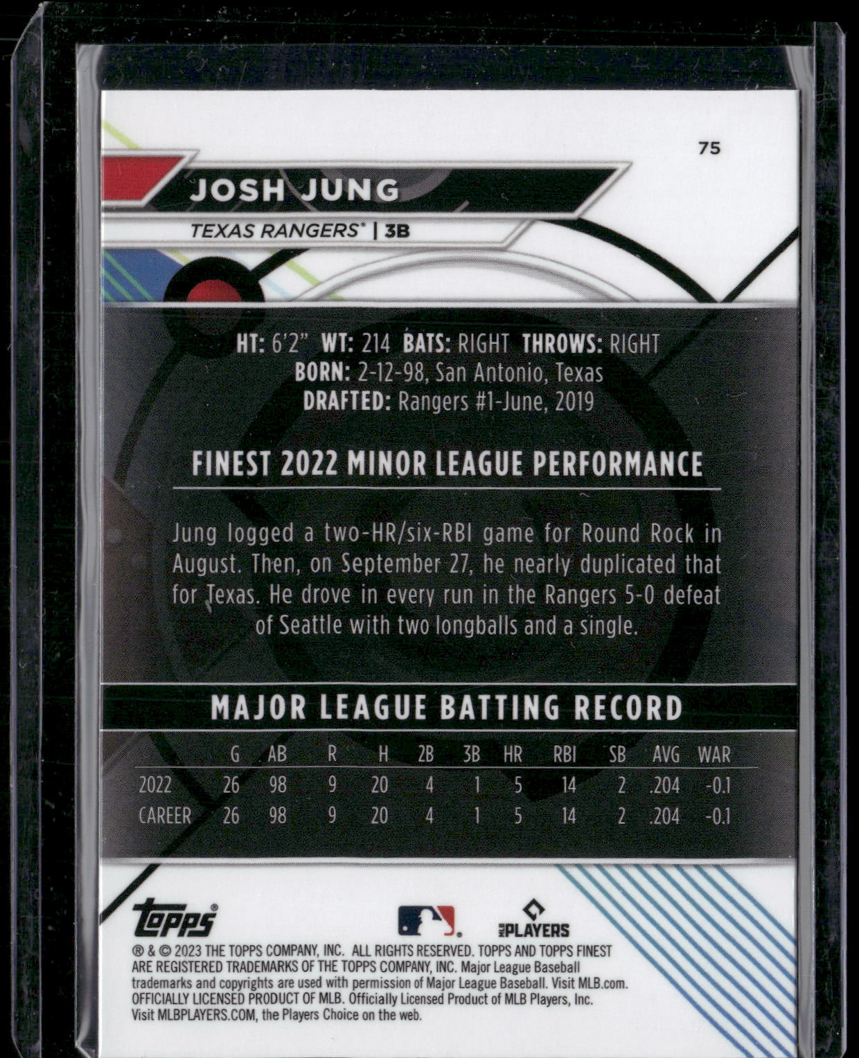 2023 Finest #75 Josh Jung