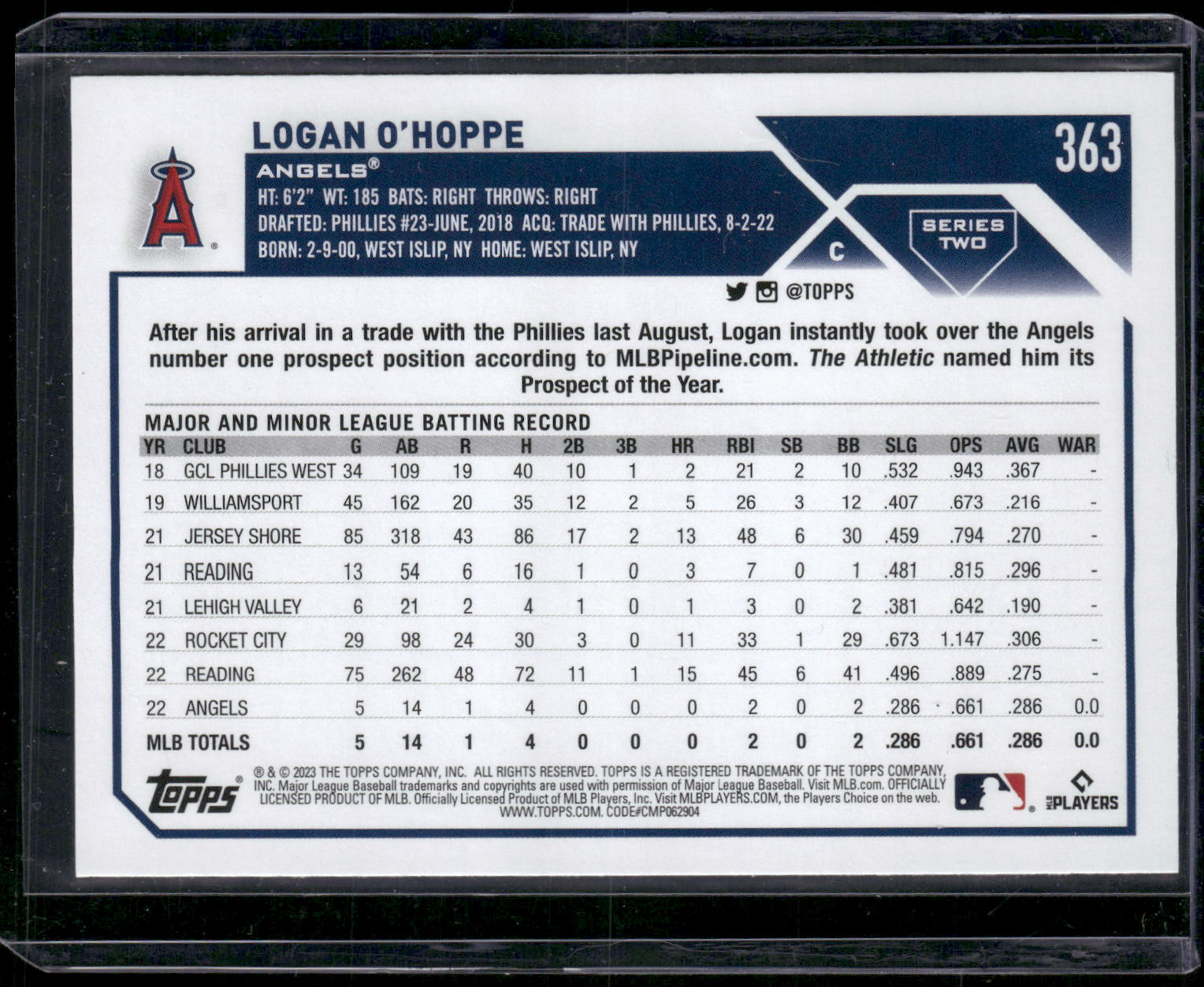 2023 Topps #363 Logan O'Hoppe