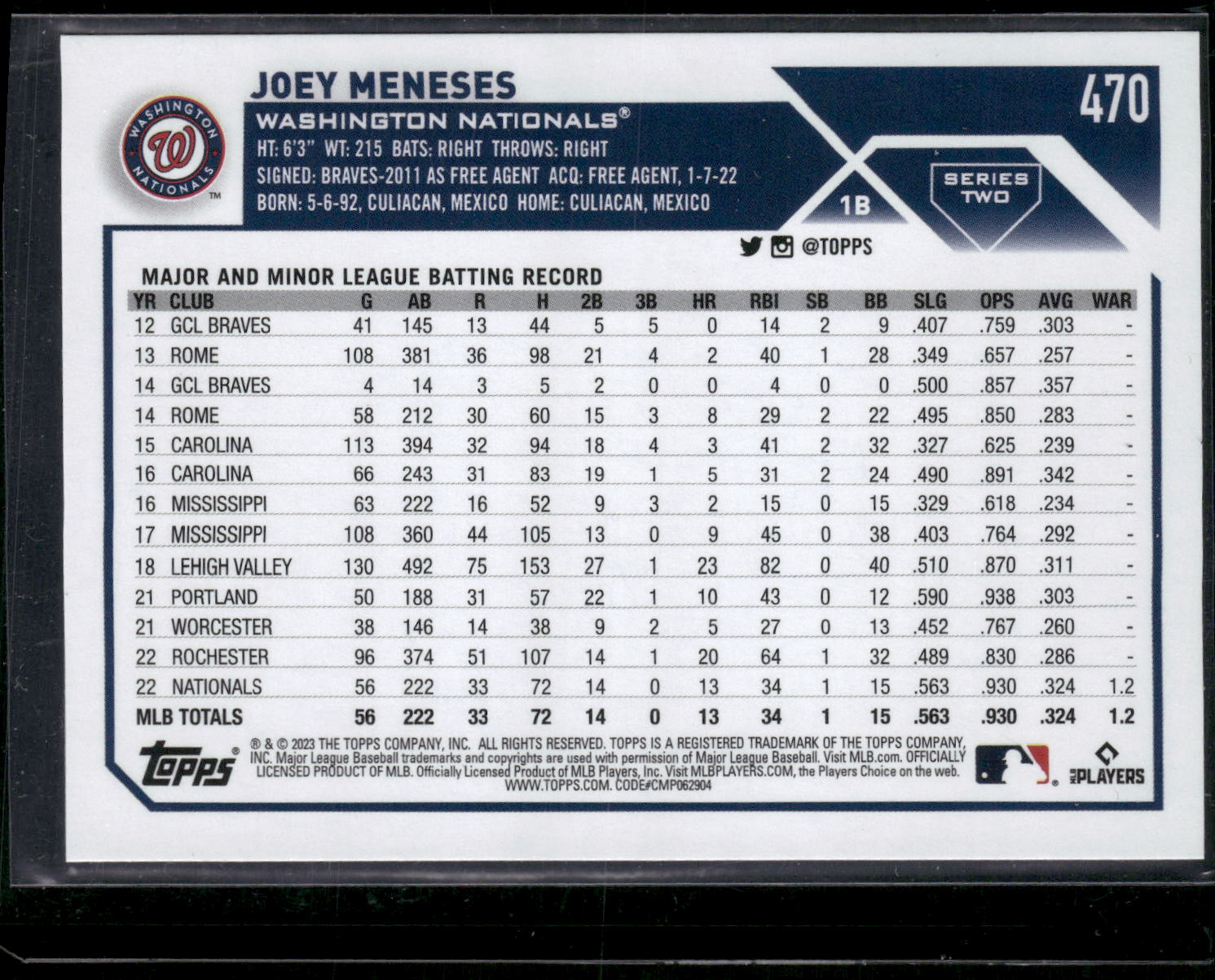 2023 Topps #470 Joey Meneses
