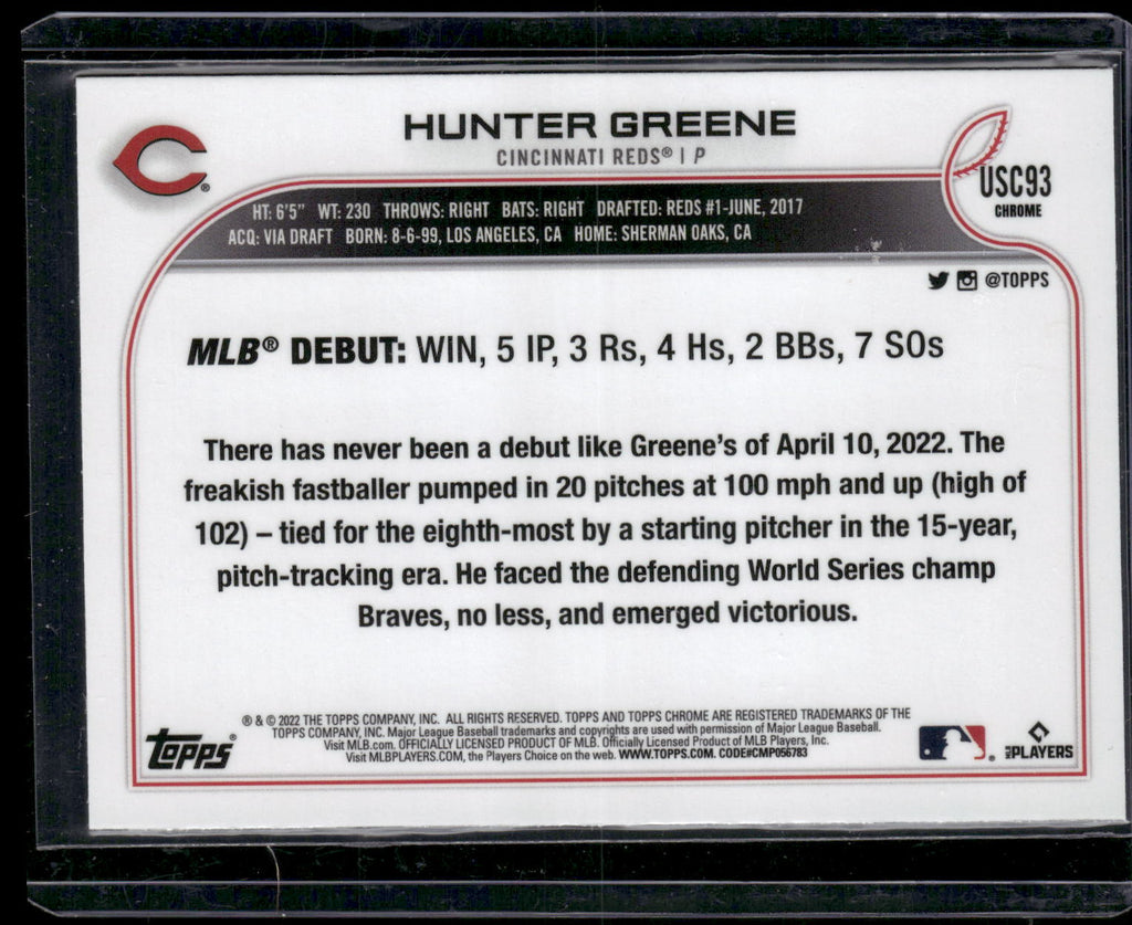 2022 Topps Chrome Update #USC93 Hunter Greene