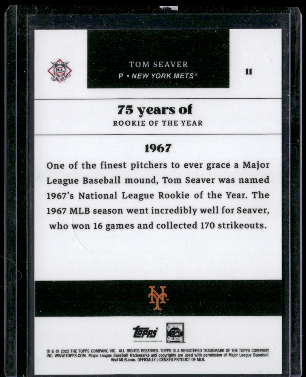 2022 Topps MLB Rookie of the Year 75th Anniversary #11 Tom Seaver