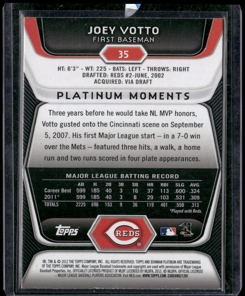 2012 Bowman Platinum #35 Joey Votto