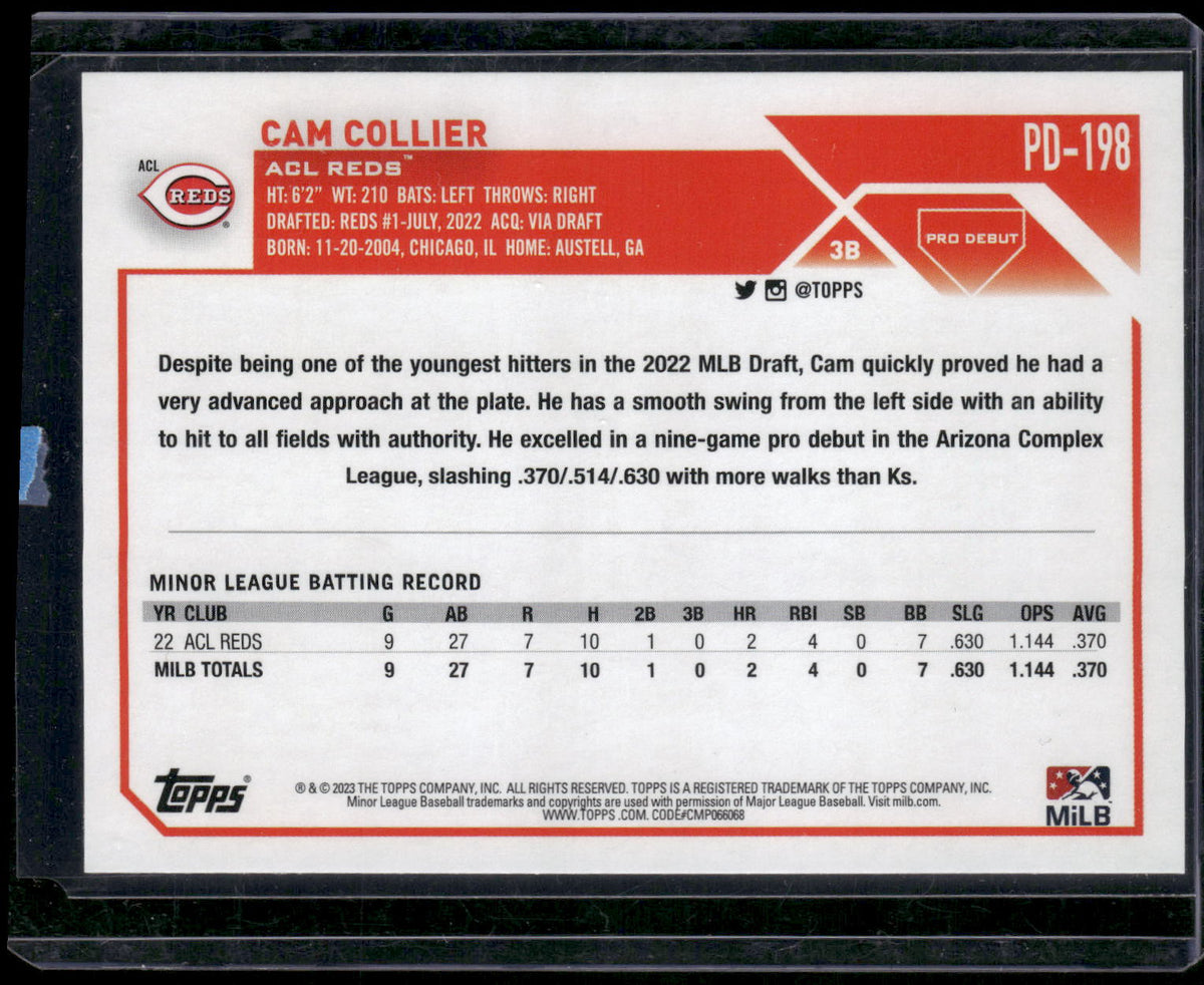 2023 Topps Pro Debut #PD-198 Cam Collier