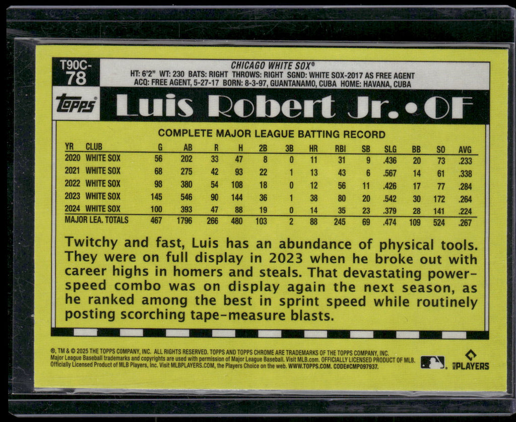 2025 Topps #T90C-78 Luis Robert Jr. 1990 Topps Baseball 35th Anniversary Chrome