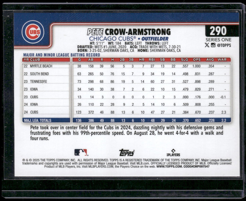 2025 Topps #290 Pete Crow-Armstrong