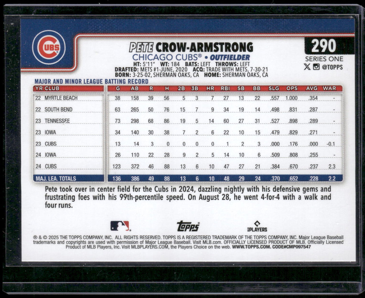 2025 Topps #290 Pete Crow-Armstrong