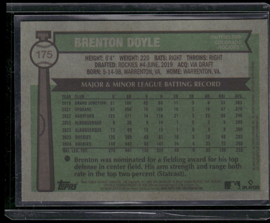 2025 Topps Heritage #175 Brenton Doyle Chrome Pink Sparkle Refractor