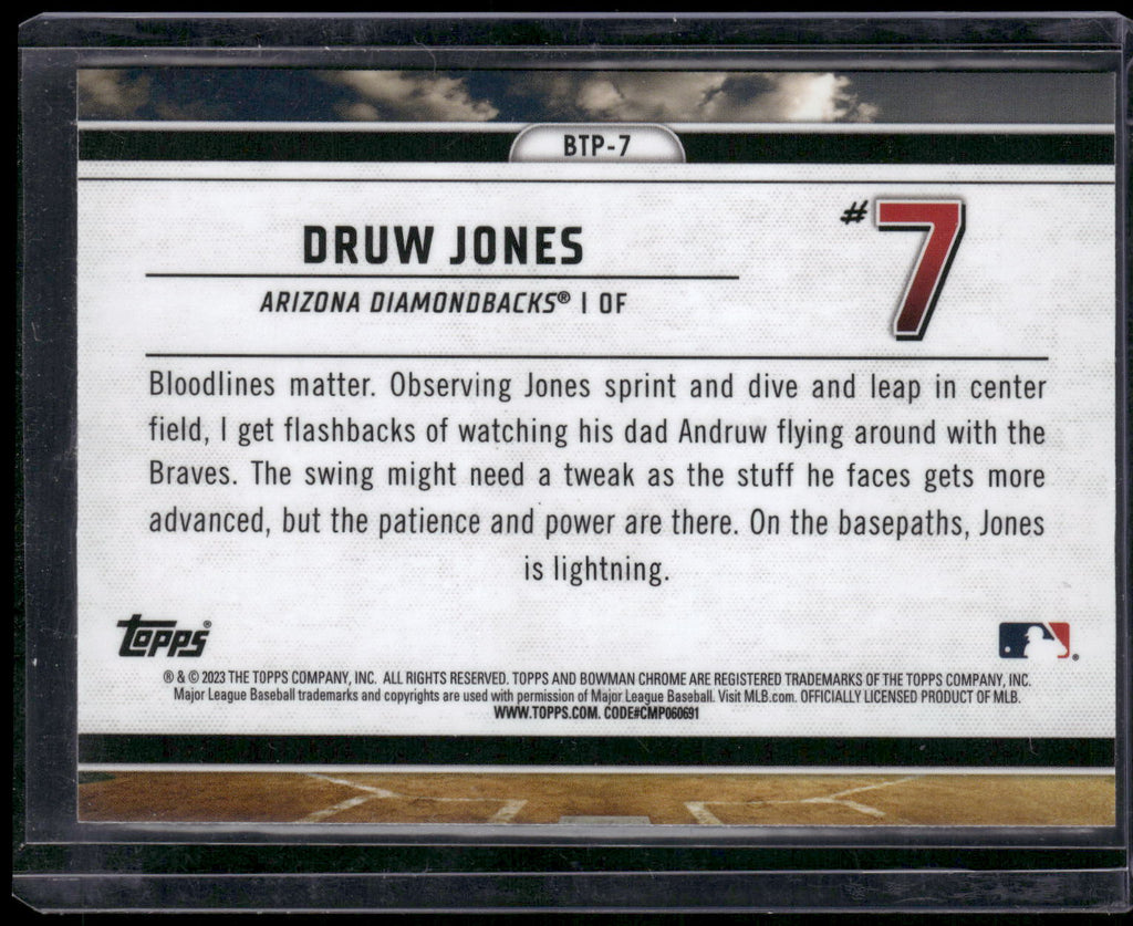 2023 Bowman #BTP-7 Druw Jones Bowman Scouts Top 100