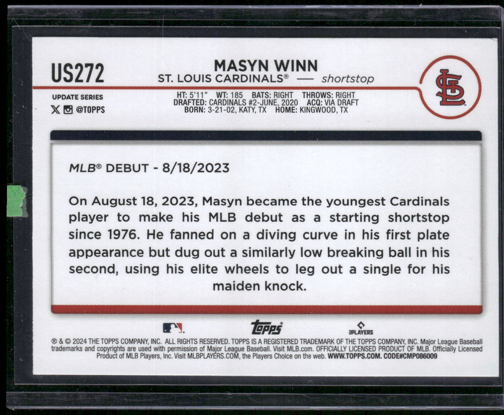 2024 Topps Update #US272 Masyn Winn