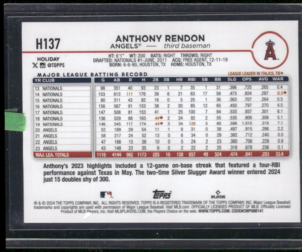 2024 Topps Holiday #H137 Anthony Rendon Holiday Tree