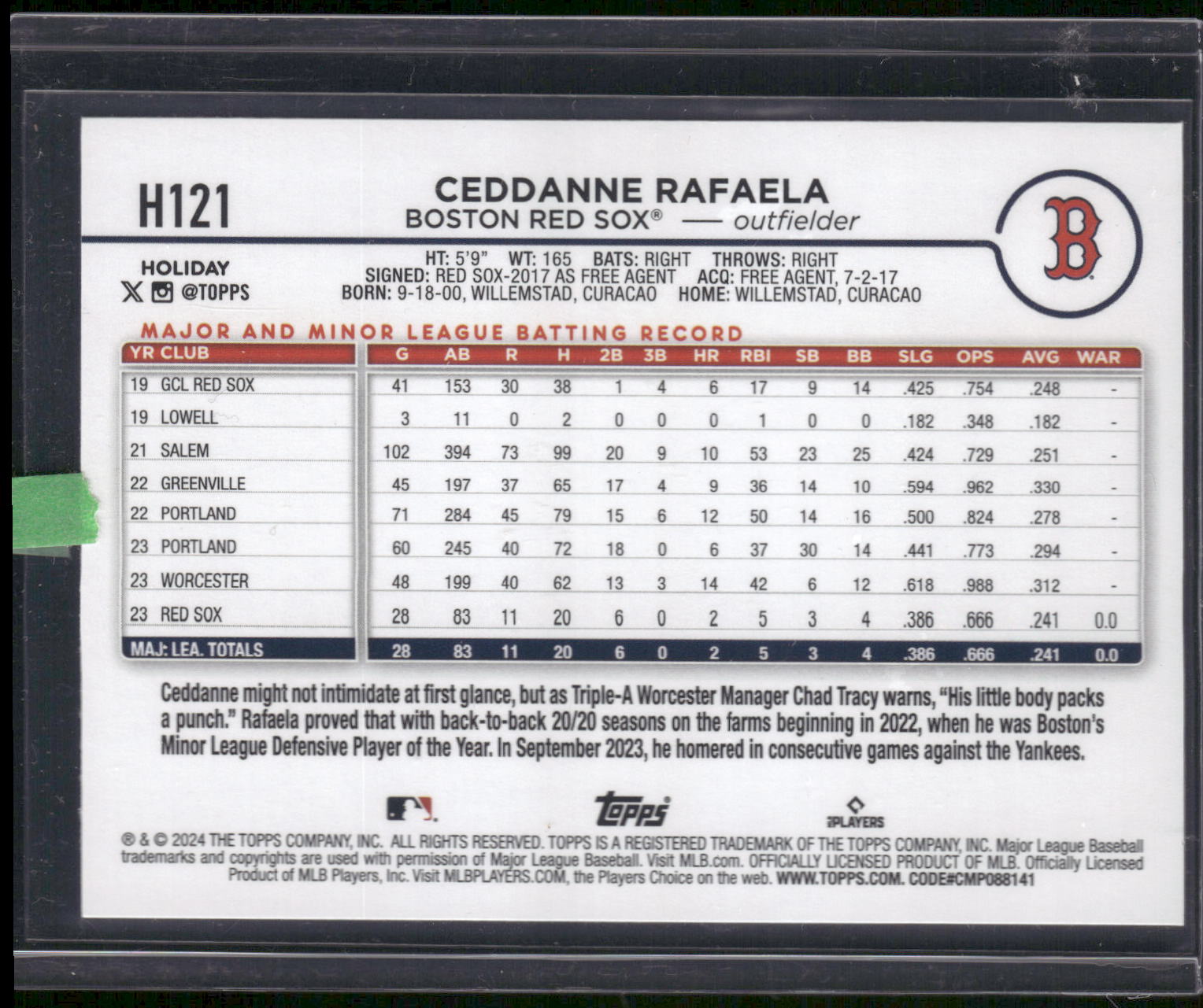 2024 Topps Holiday #H121 Ceddanne Rafaela Holiday Tree