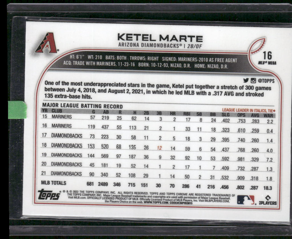 2022 Topps Chrome Logofractor Edition #16 Ketel Marte