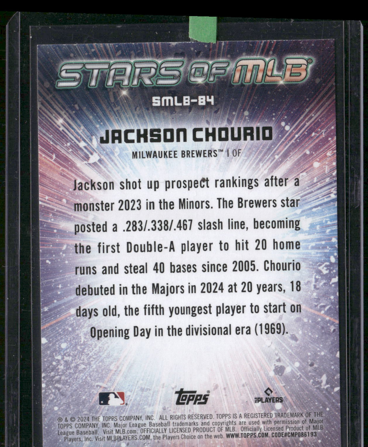 2024 Topps Update #SMLB-84 Jackson Chourio Stars of MLB