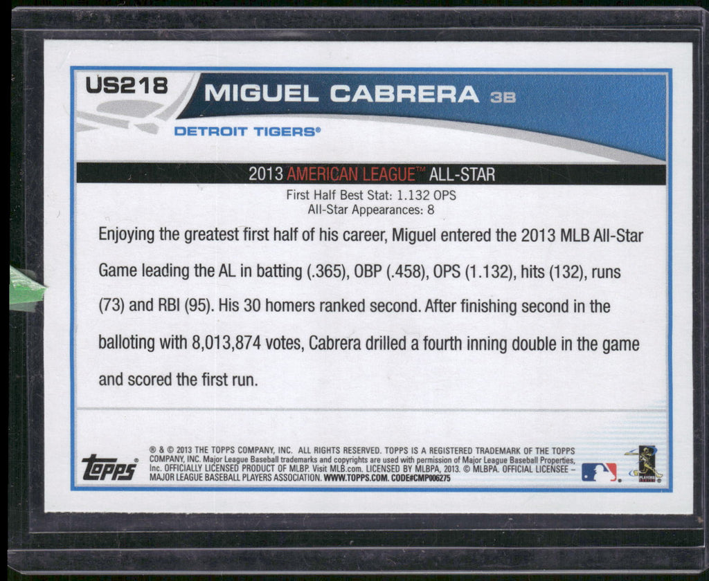 2013 Topps Update #US218 Miguel Cabrera