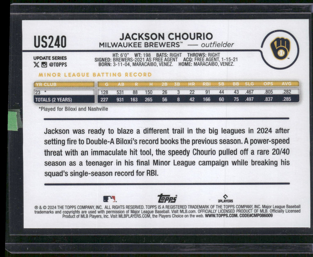 2024 Topps Update #US240 Jackson Chourio