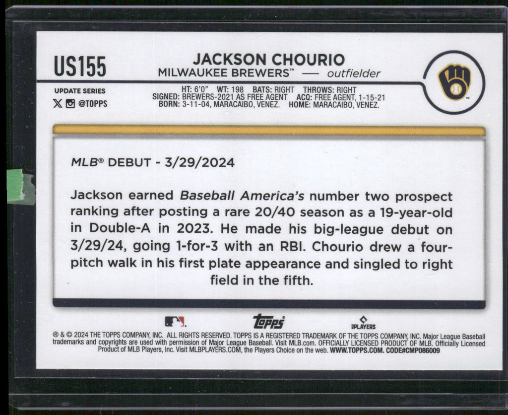 2024 Topps Update #US155 Jackson Chourio