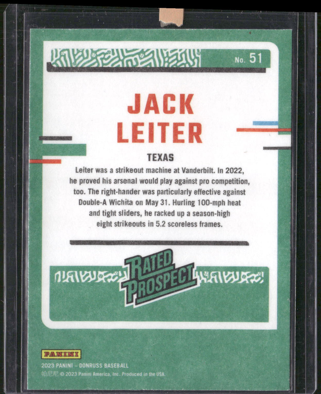 2023 Donruss #51 Jack Leiter Independence Day