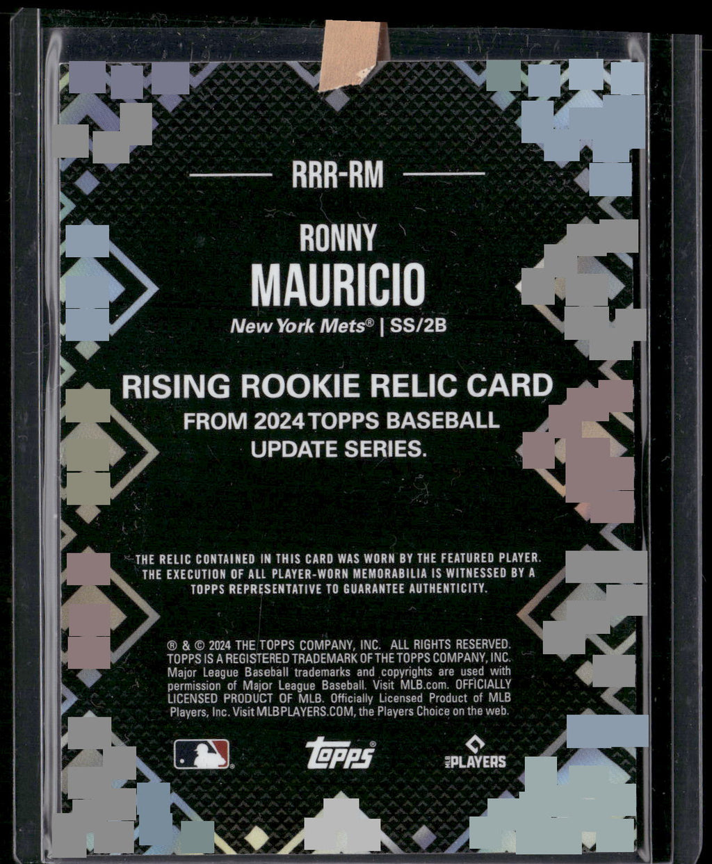 2024 Topps Update #RRR-RM Ronny Mauricio Rising Rookies Relics SN 1 of 199