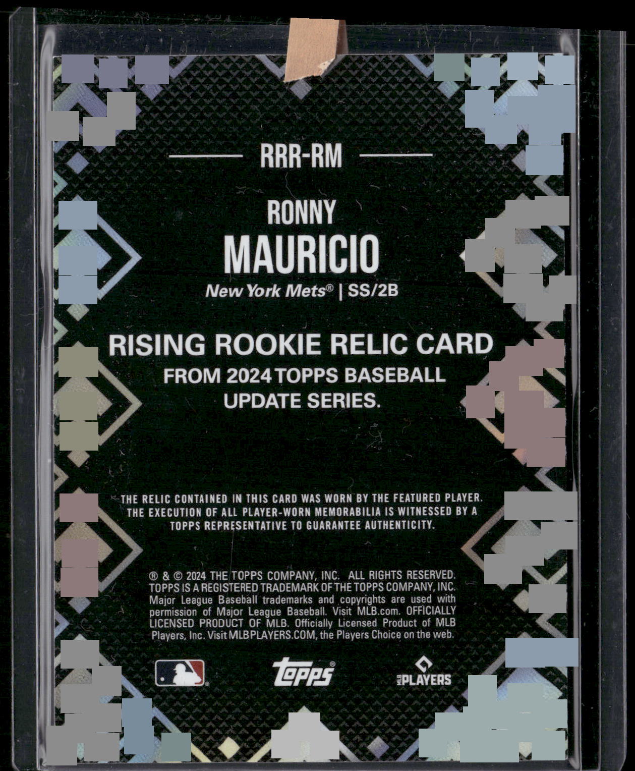 2024 Topps Update #RRR-RM Ronny Mauricio Rising Rookies Relics SN 1 of 199