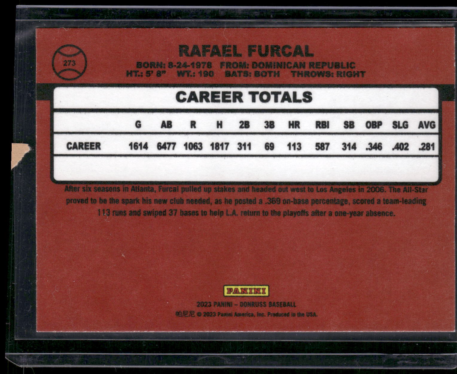 2023 Donruss #273 Rafael Furcal Independence Day
