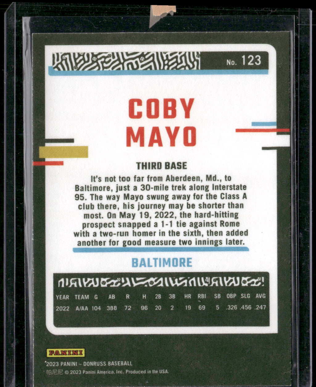 2023 Donruss #123 Coby Mayo Independence Day