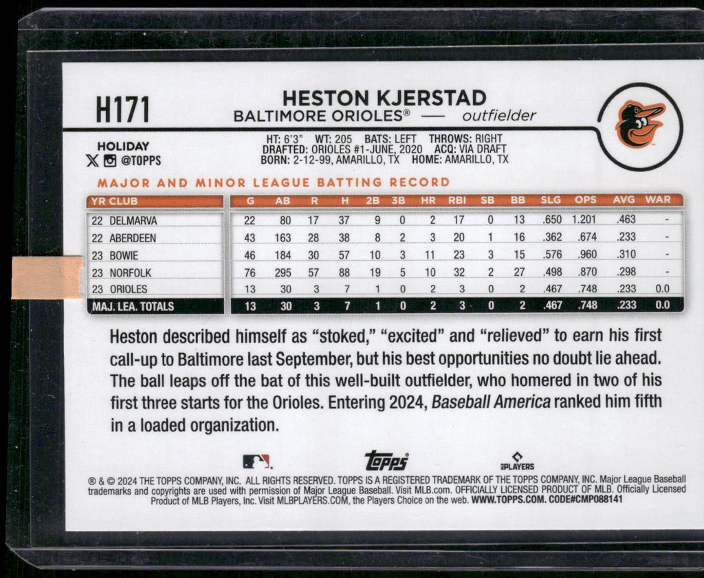2024 Topps Holiday #H171 Heston Kjerstad Blue Metallic Glitter