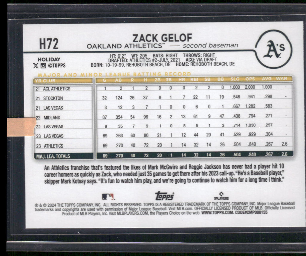 2024 Topps Holiday #H72b Zack Gelof