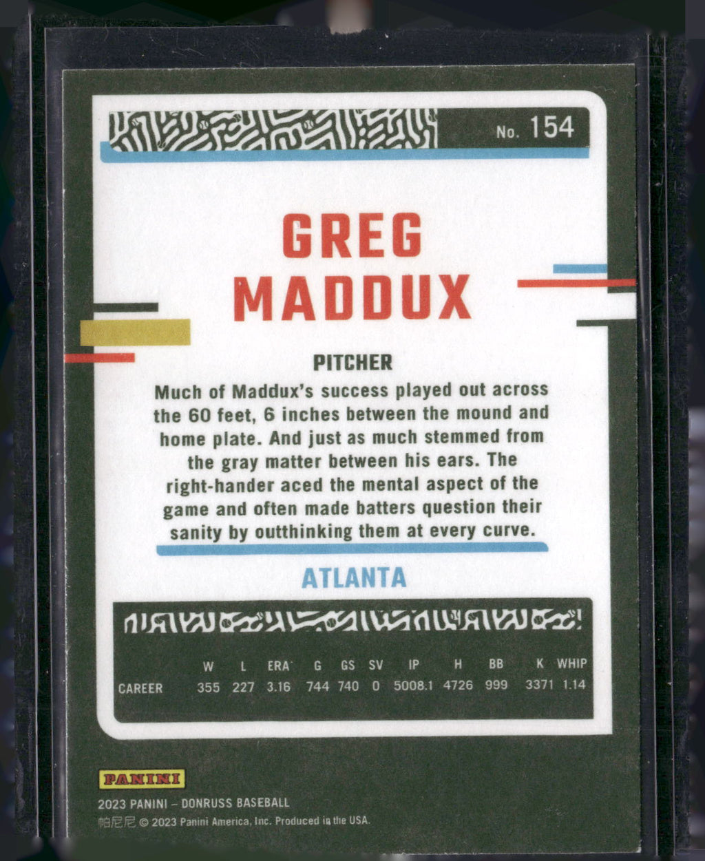 2023 Donruss #154 Greg Maddux Independence Day