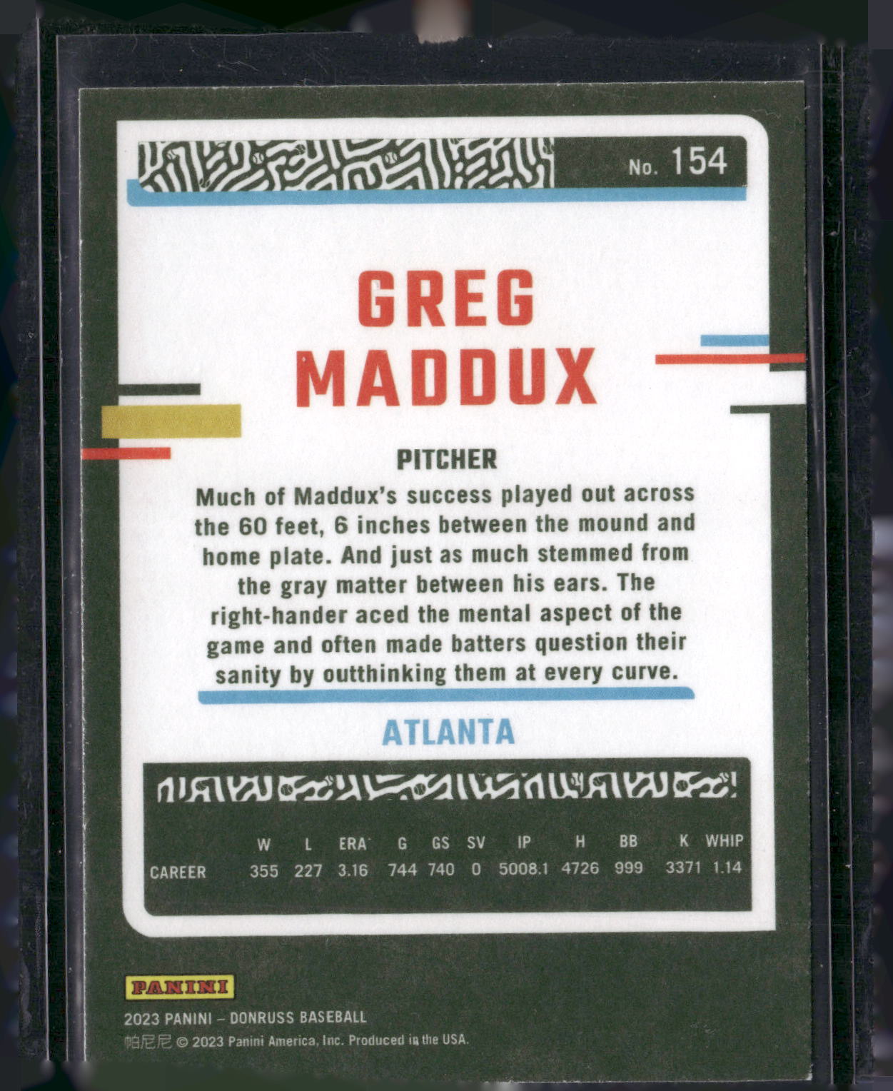 2023 Donruss #154 Greg Maddux Independence Day