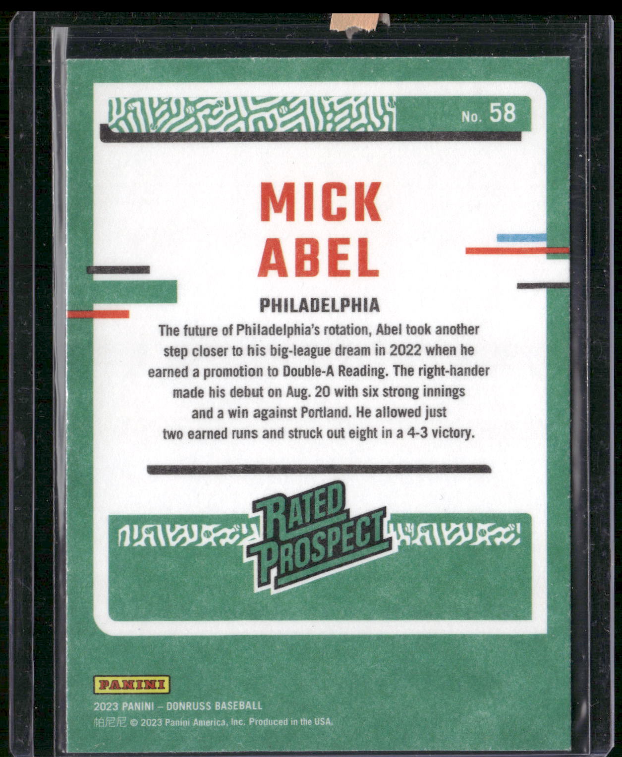 2023 Donruss #58 Mick Abel Independence Day