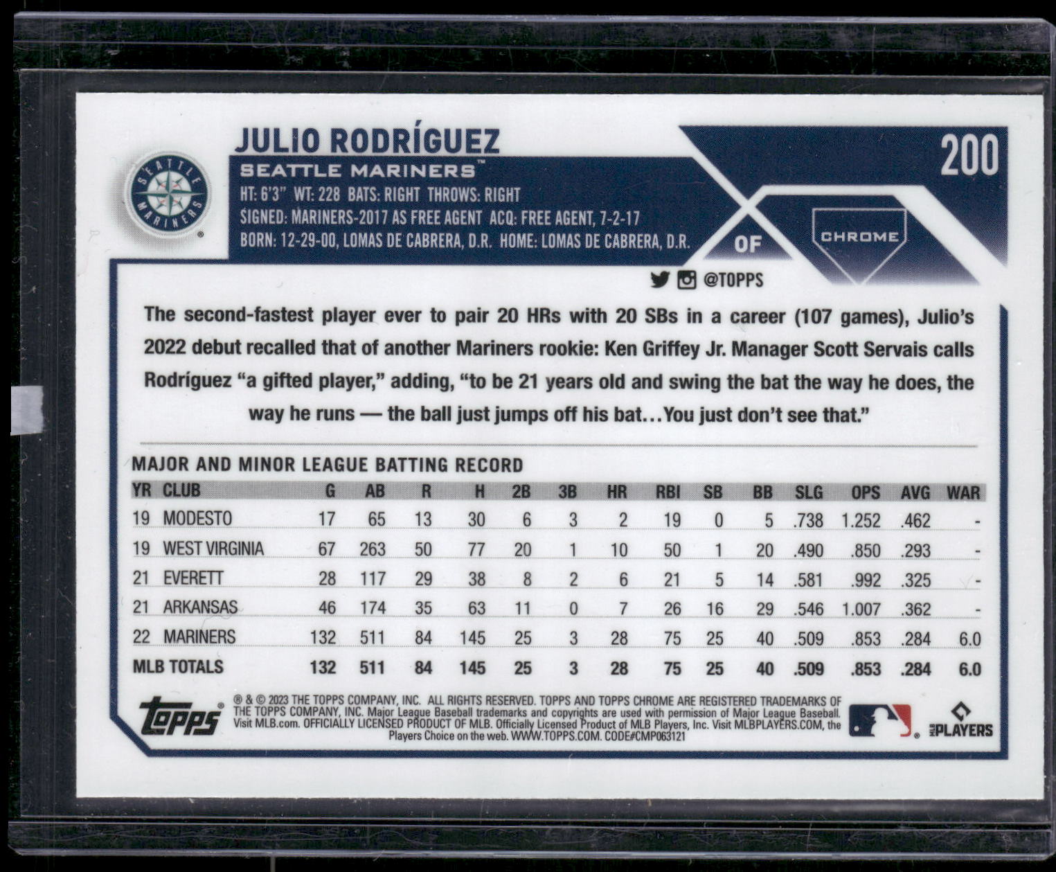 2023 Topps Chrome #200 Julio Rodríguez