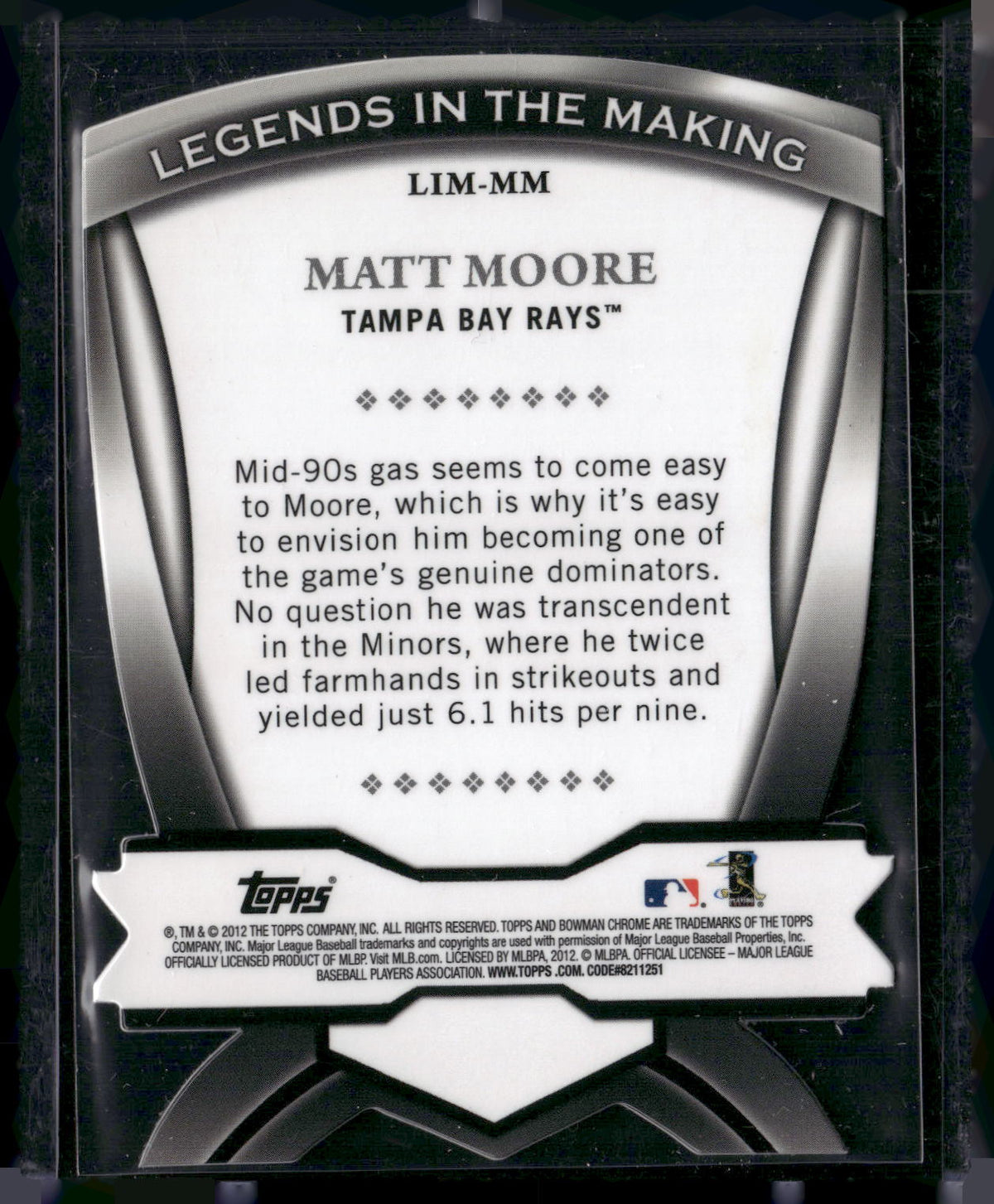 2012 Bowman Chrome #LIM-MM Matt Moore Legends In The Making Die Cut