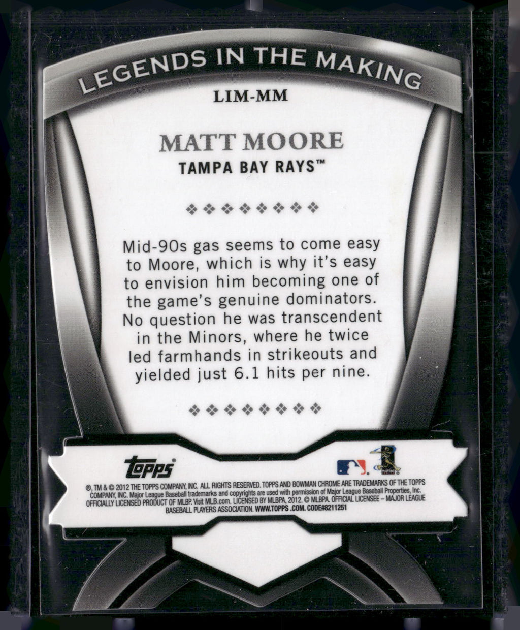 2012 Bowman Chrome #LIM-MM Matt Moore Legends In The Making Die Cuts
