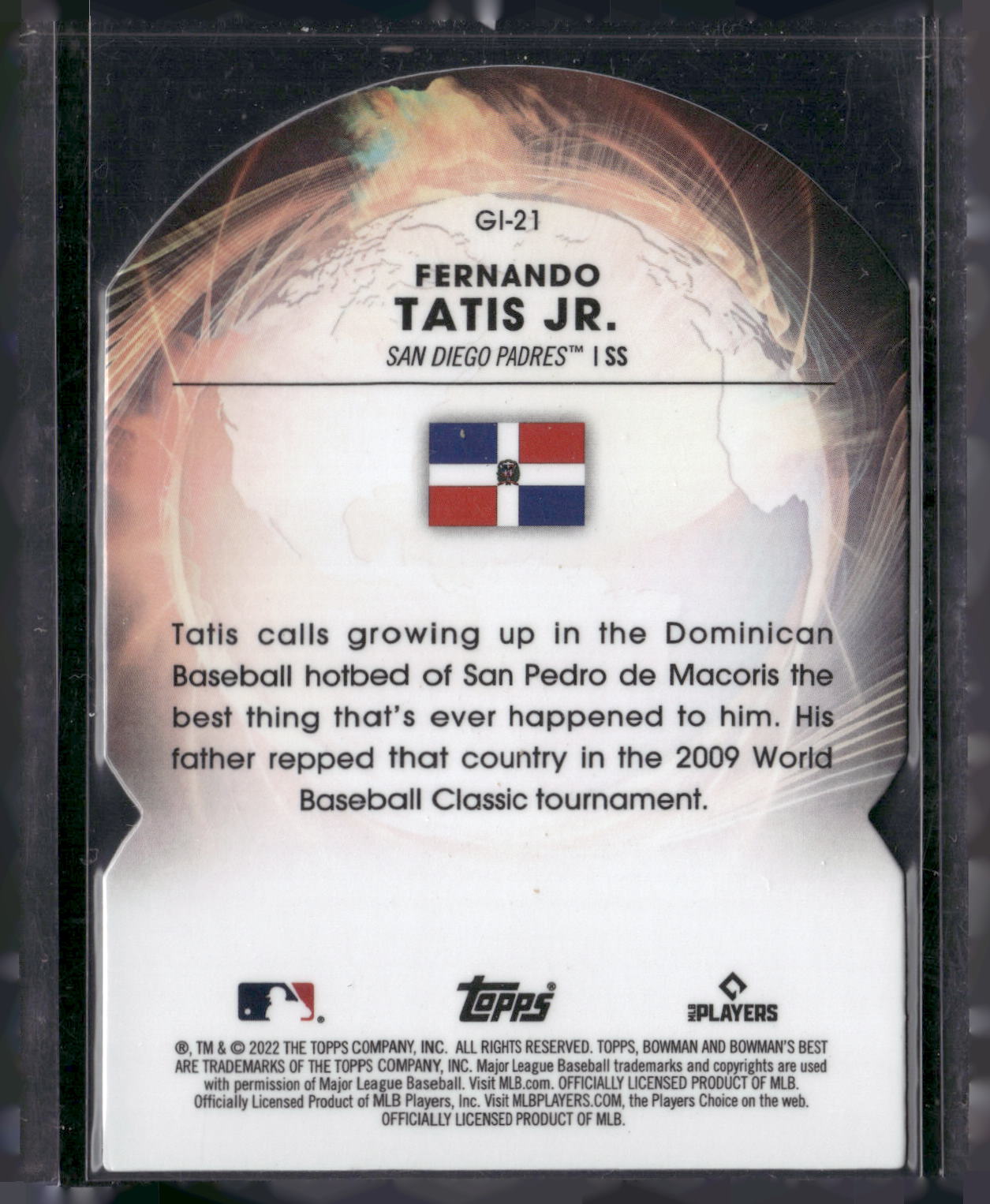 2022 Bowman's Best #GI-21 Fernando Tatis Jr. Global Impact Die Cuts