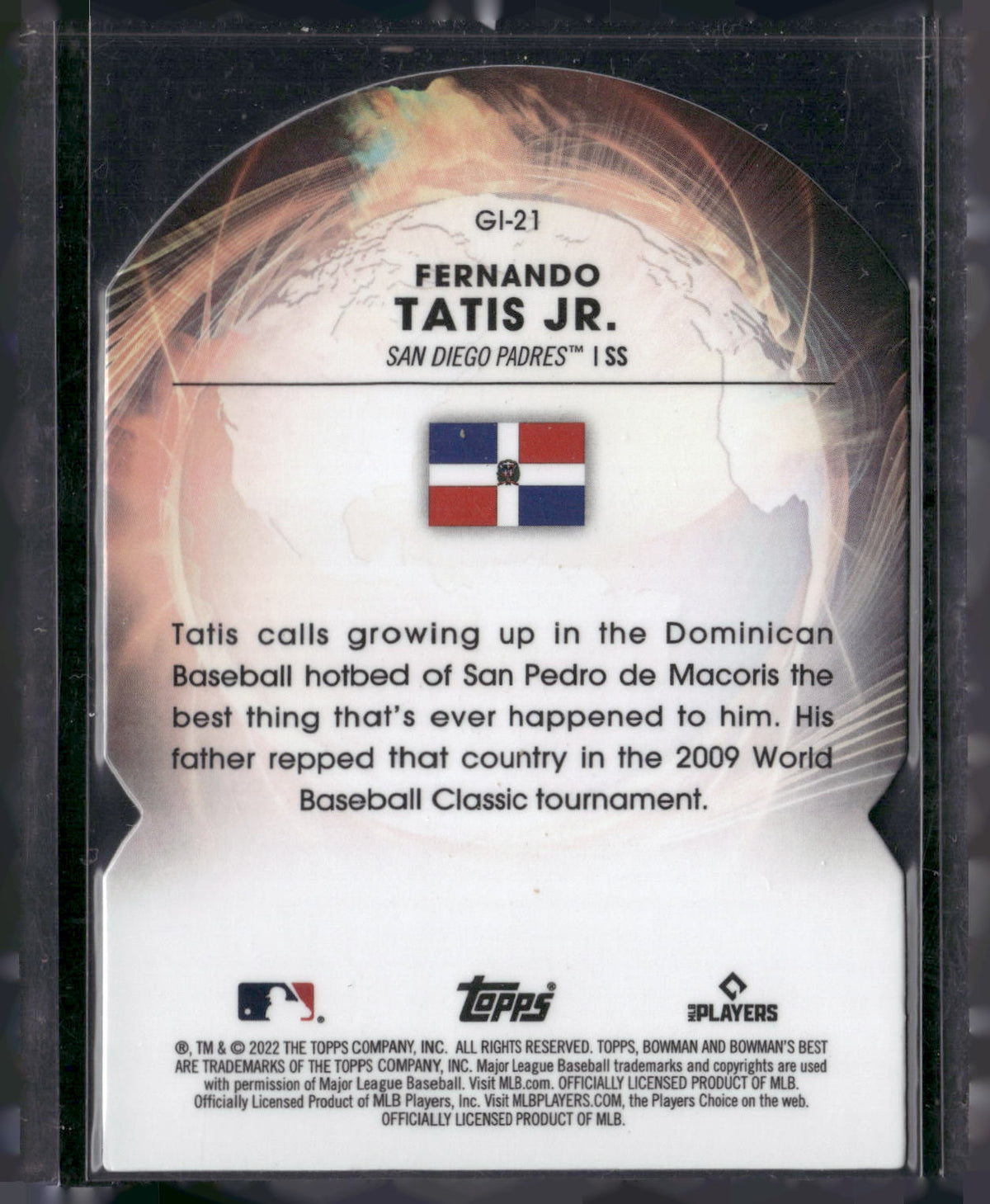 2022 Bowman's Best #GI-21 Fernando Tatis Jr. Global Impact Die Cut