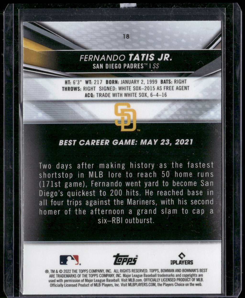 2022 Bowman's Best #18 Fernando Tatis Jr.