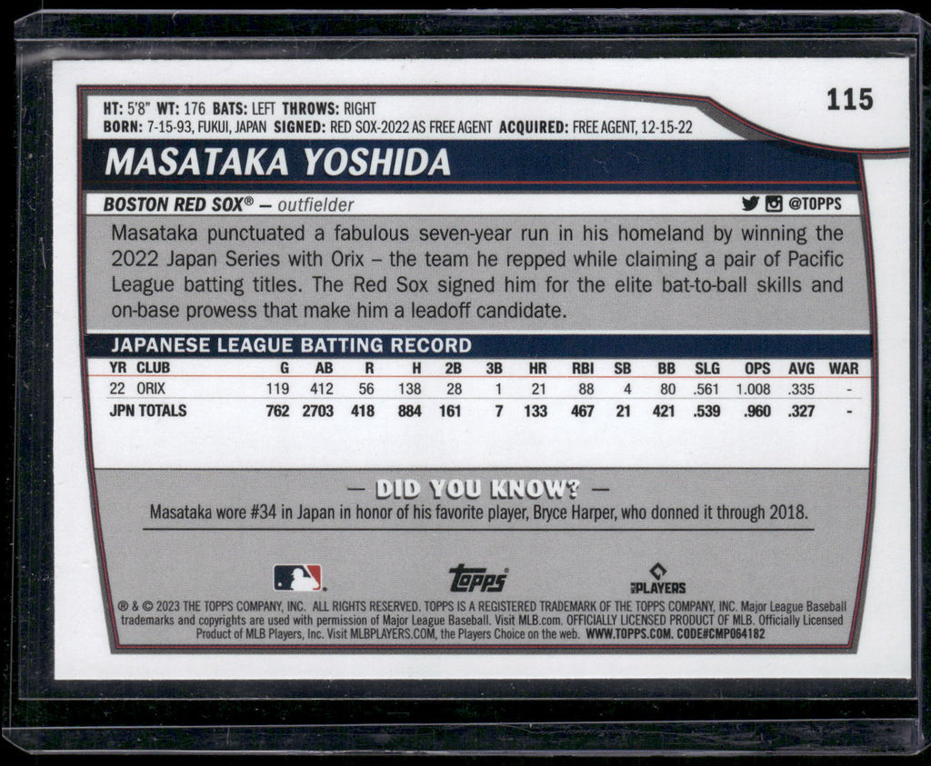 2023 Topps Big League #115 Masataka Yoshida
