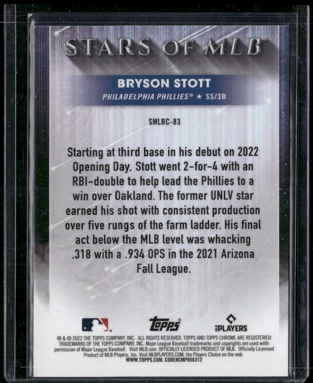 2022 Topps Update #SMLBC-83 Bryson Stott Stars of MLB Chrome