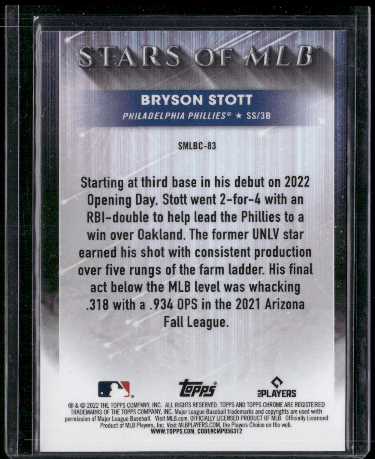 2022 Topps Update #SMLBC-83 Bryson Stott Stars of MLB Chrome