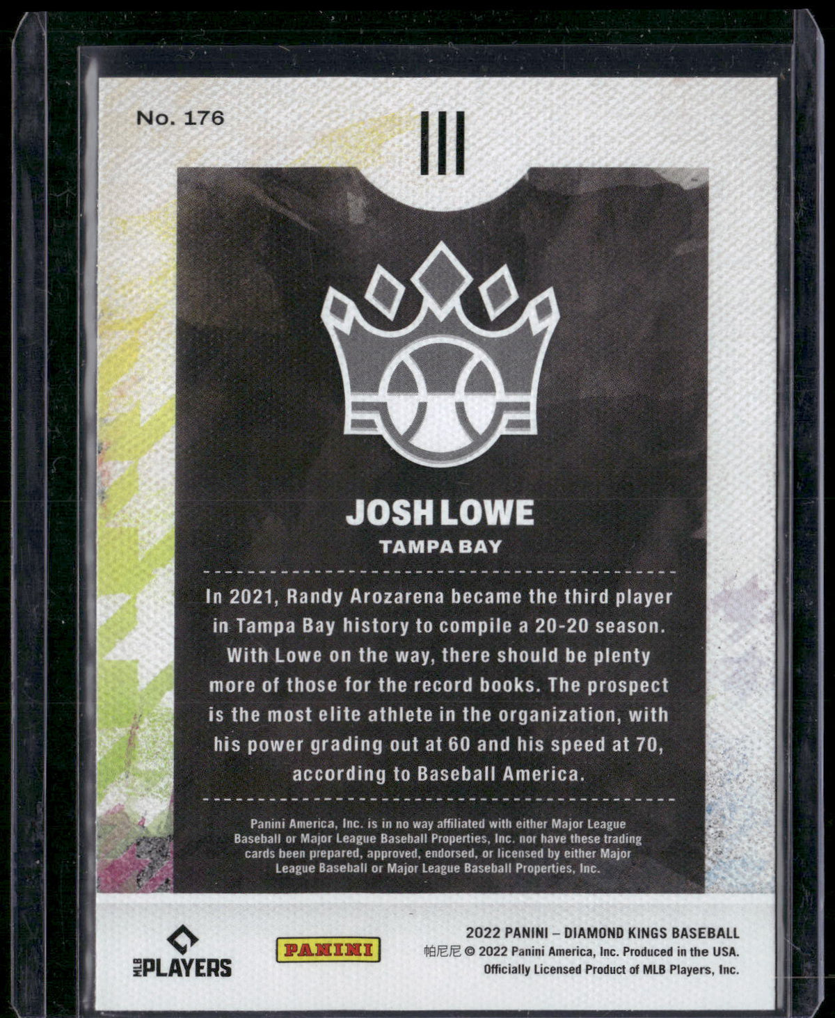 2022 Panini Diamond Kings #176 Josh Lowe Artist's Proof Blue