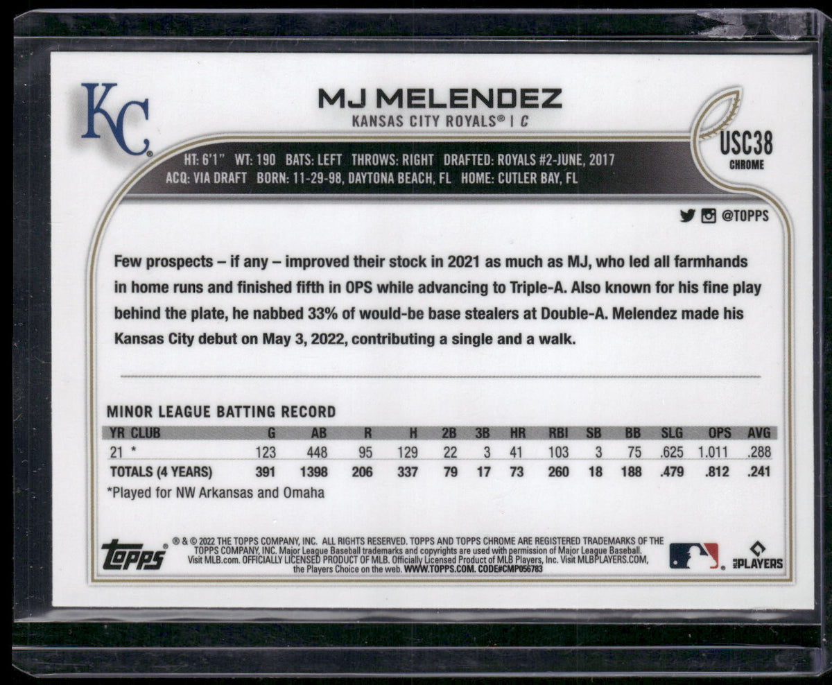 2022 Topps Chrome Update #USC38 MJ Melendez Purple Refractor
