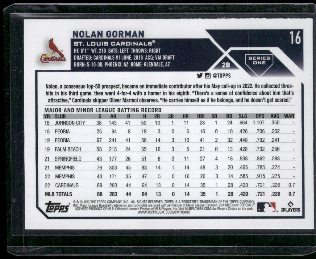 2023 Topps #16 Nolan Gorman