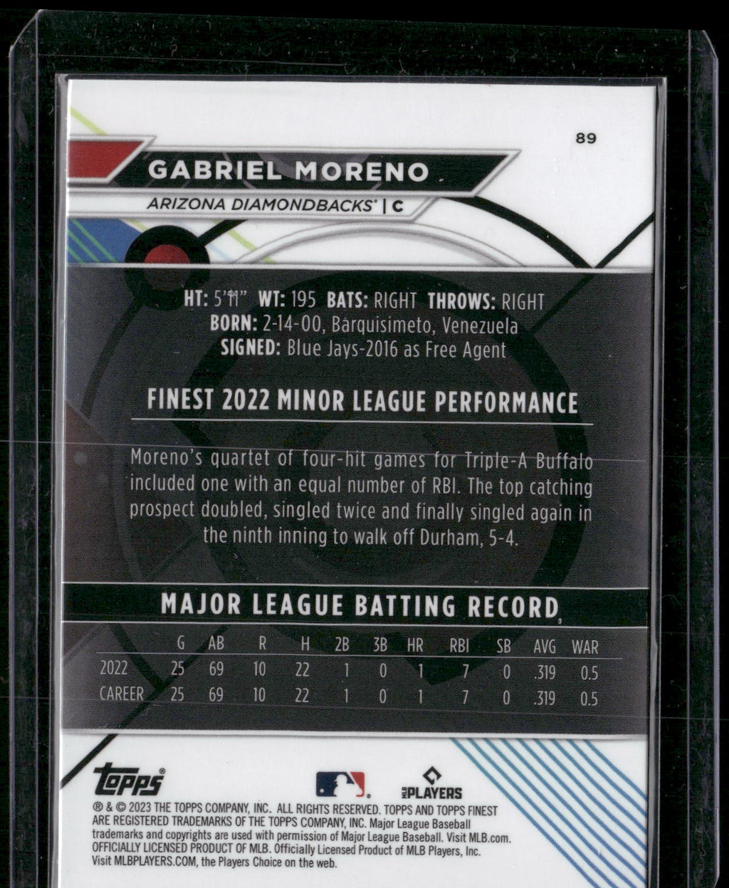 2023 Finest #89 Gabriel Moreno