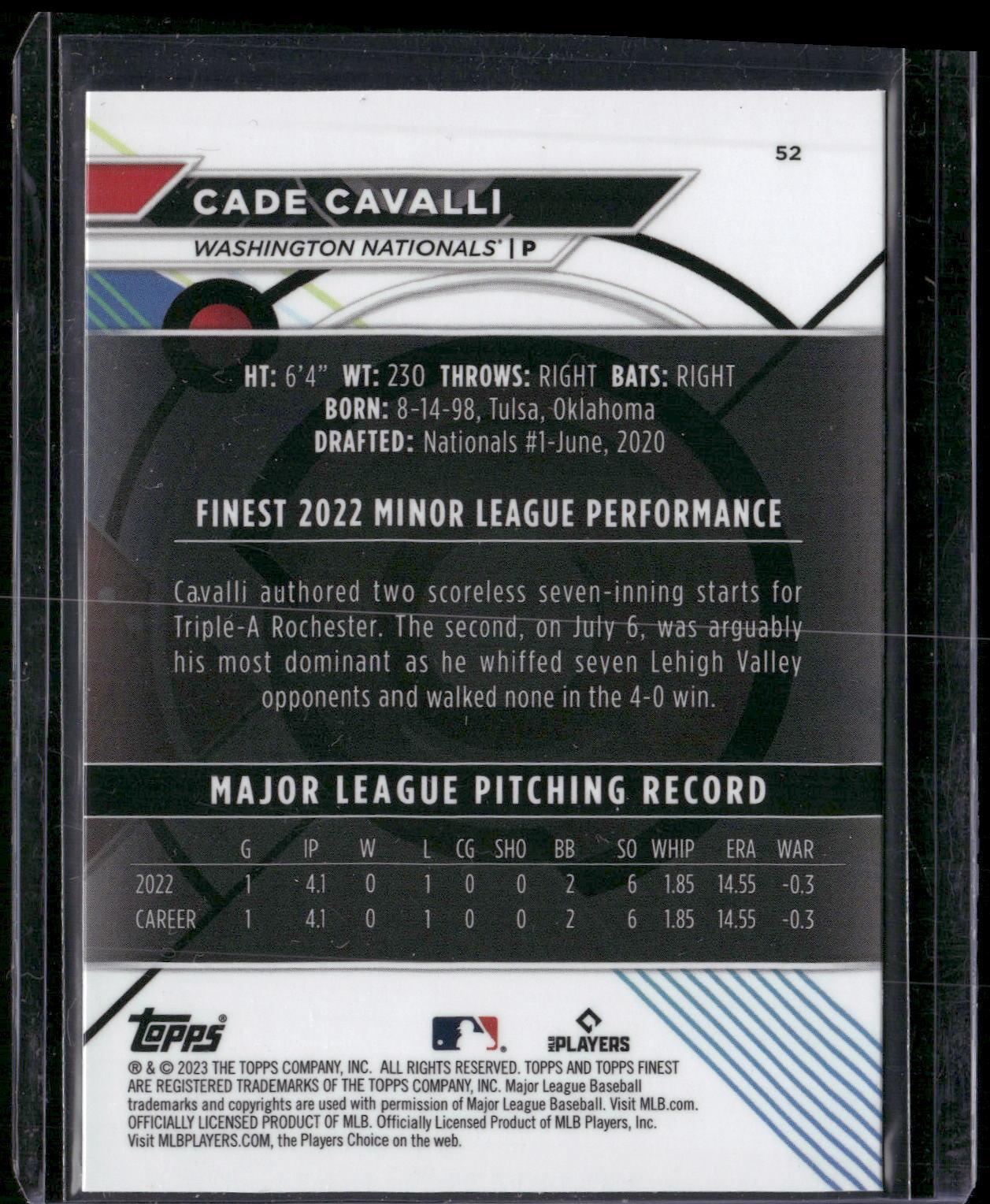 2023 Finest #52 Cade Cavalli