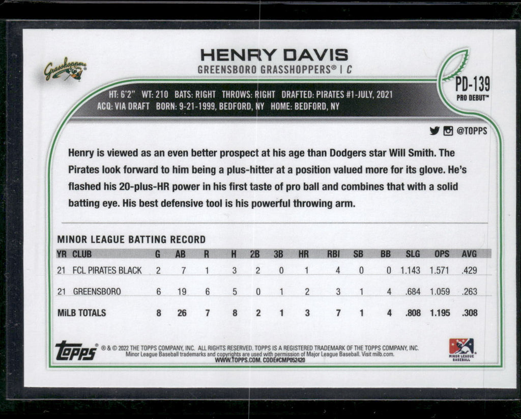 2022 Topps Pro Debut #PD-139 Henry Davis