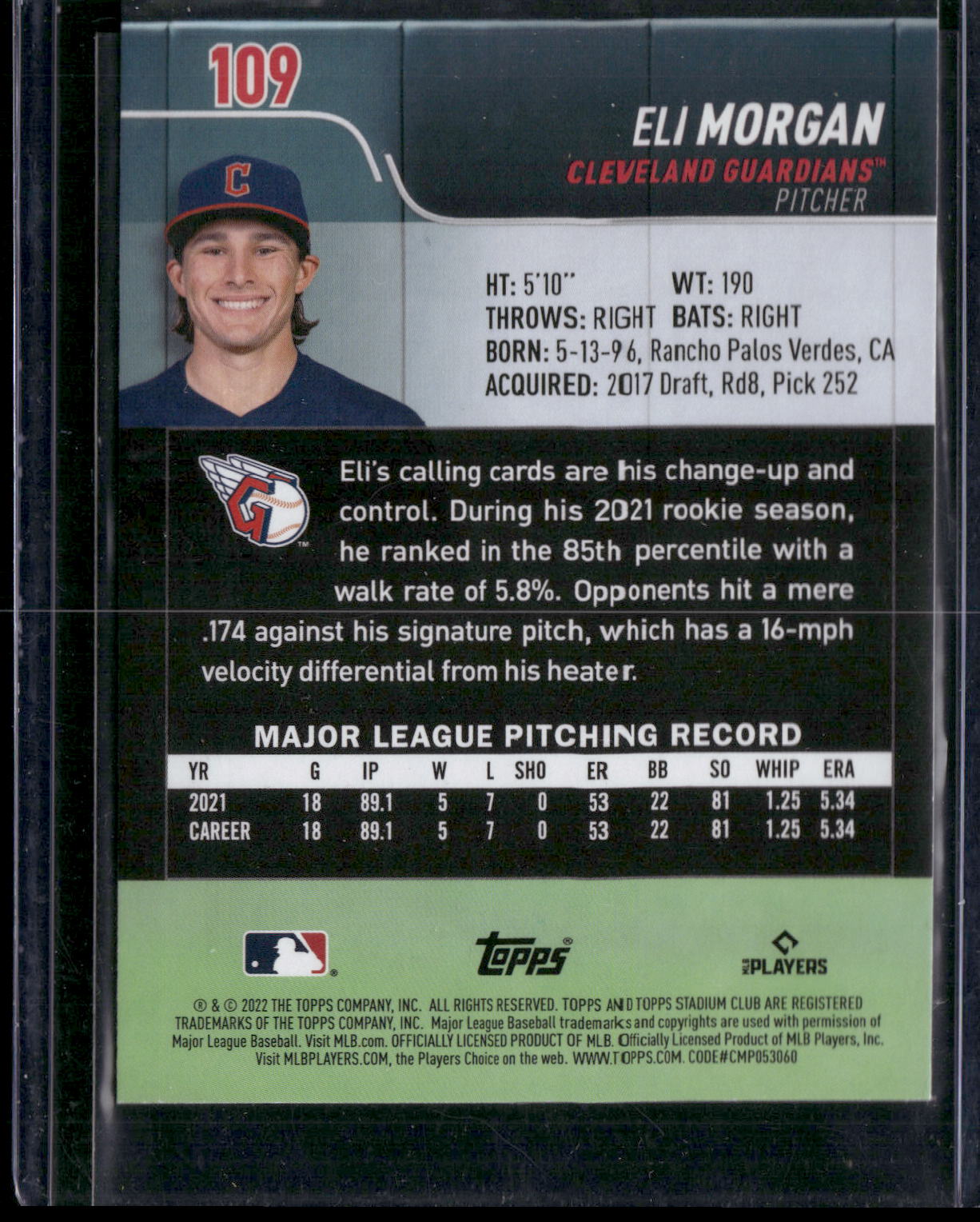 2022 Stadium Club #109 Eli Morgan